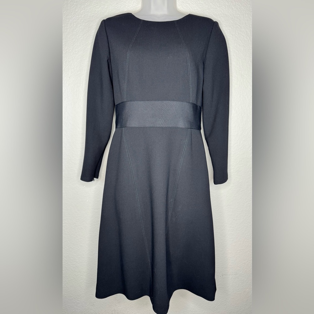 Oscar de la Renta Black Fit & Flare Dress Size 6‎ Long Sleeve Quiet Luxury